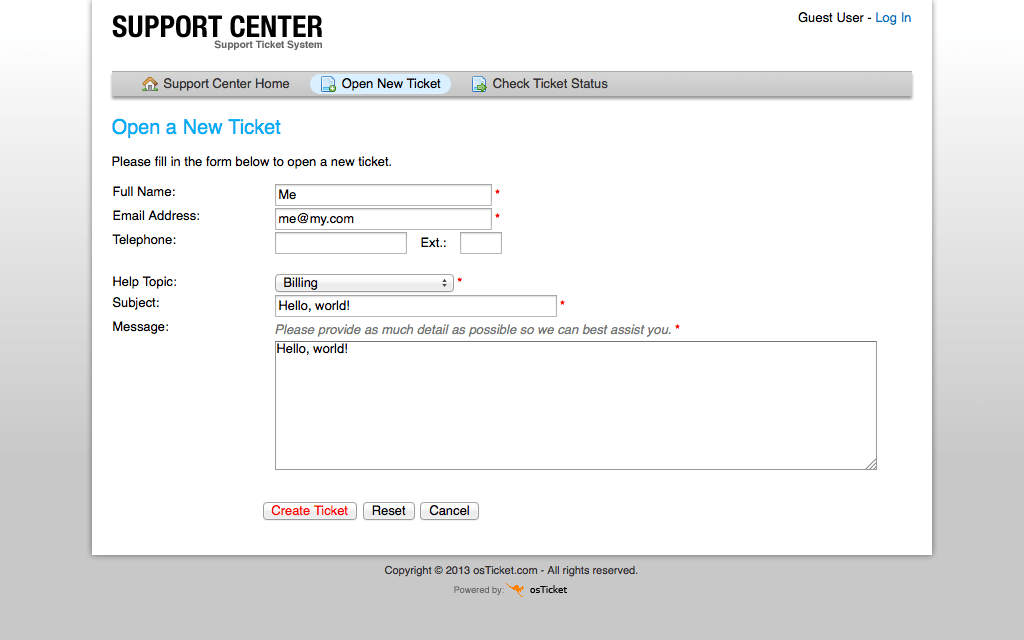 Aplicación osTicket