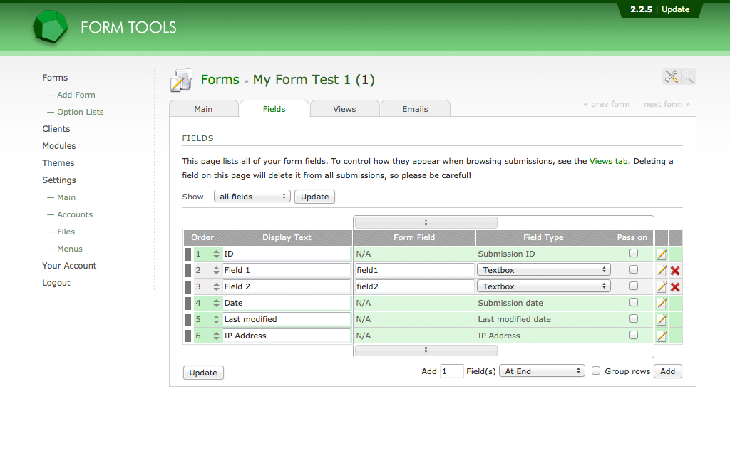 Form tools demo