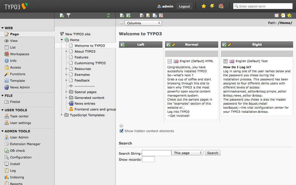 Aplicación TYPO3